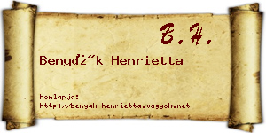 Benyák Henrietta névjegykártya