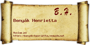 Benyák Henrietta névjegykártya